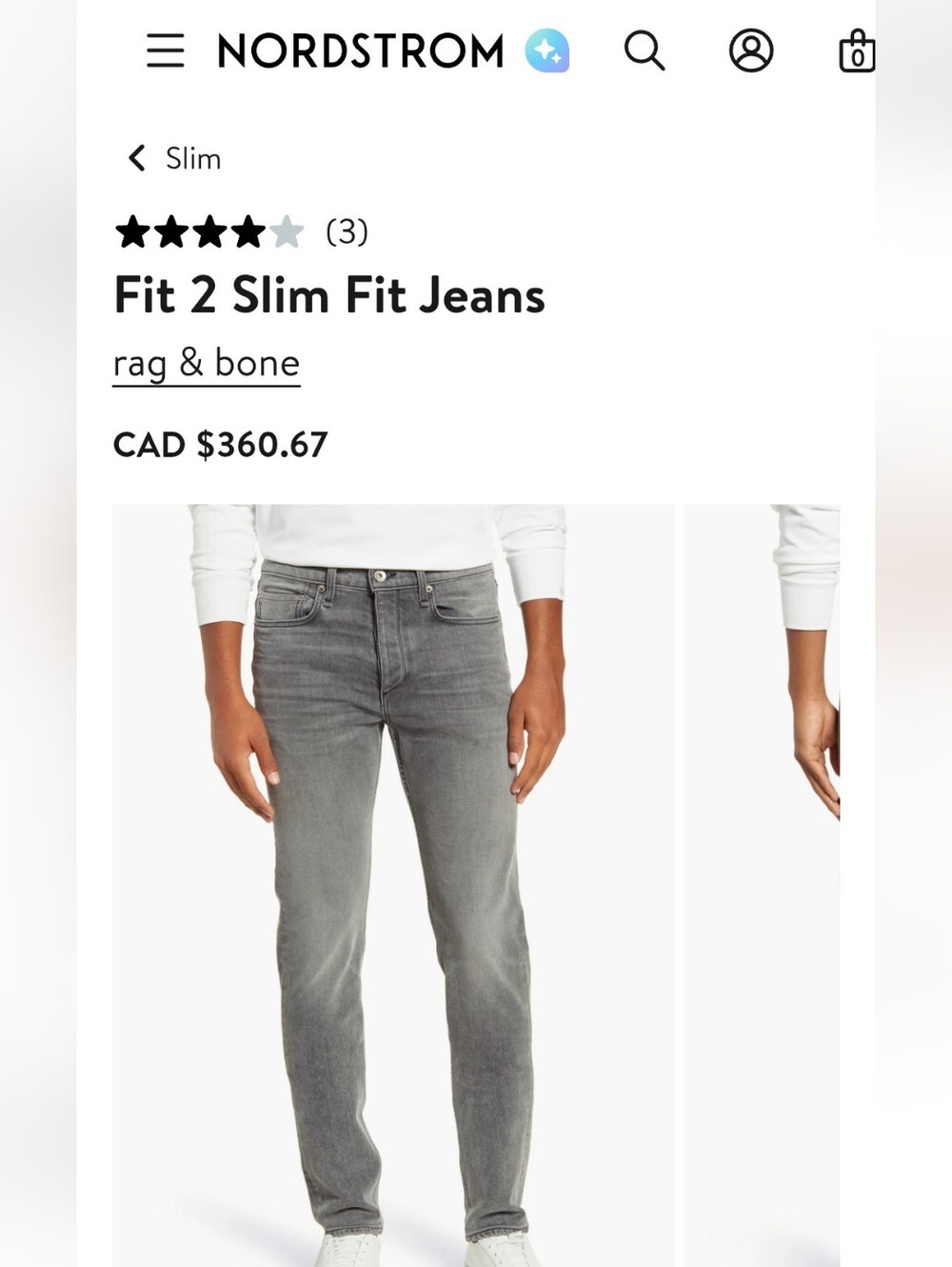 rag & bone Fit 2 Slim Fit Jeans - Gray